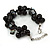 Black Shell Nugget, Ceramic Bead Cluster Bracelet - 16cm L/ 3cm Ext - For Smaller Wrists - view 5