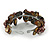 Brown Floral Sea Shell & Simulated Pearl Cuff Bracelet (Silver Tone) - Adjustable - view 3