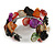 Multicoloured Floral Sea Shell & Simulated Pearl Cuff Bracelet (Silver Tone) - Adjustable - view 5