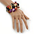Multicoloured Floral Sea Shell & Simulated Pearl Cuff Bracelet (Silver Tone) - Adjustable - view 2