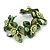 Stunning Green Shell, Faux Pearl Bead Floral Flex Cuff Bracelet - 18cm L