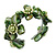 Stunning Green Shell, Faux Pearl Bead Floral Flex Cuff Bracelet - 18cm L - view 3