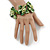 Stunning Green Shell, Faux Pearl Bead Floral Flex Cuff Bracelet - 18cm L - view 2