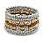 Light Grey, Brown, Gold Acrylic Glass Bead Multistrand Coiled Flex Bracelet - Adjustable - view 3