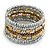 Light Grey, Brown, Gold Acrylic Glass Bead Multistrand Coiled Flex Bracelet - Adjustable - view 4