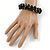Black/ Gold Wood Bead Cluster Flex Bracelet - 18cm L - view 2