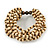 Multistrand Natural/ Bronze Wood Bead Flex Bracelet - 17cm L