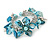 Blue Sea Shell, Faux Pearl Bead Floral Cuff Bracelet In Silver Tone - Adjustable - view 3