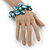 Blue Sea Shell, Faux Pearl Bead Floral Cuff Bracelet In Silver Tone - Adjustable - view 7