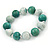 Green/ White Cracked Effect Wood Bead Flex Bracelet - 19cm L - view 3