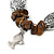 Brown Semiprecious Stone Charm Bracelet In Silver Tone - 19cm L - view 3