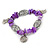 Amethyst Glass Bead Charm Bracelet In Silver Tone - 20cm L - Large - view 3