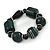 Chunky Dark Green/ Black Resin Bead Flex Bracelet - 18cm L - view 2
