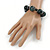 Chunky Dark Green/ Black Resin Bead Flex Bracelet - 18cm L - view 3