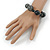 Chunky Dark Grey Resin Bead Flex Bracelet - 17cm L - view 2