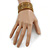 Golden Glass Bead Flex Cuff Bracelet - Adjustable - view 3