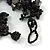 Black/ Dark Grey Stone, Glass, Shell Cluster Bead Bracelet - 17cm L - view 5