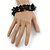 Black/ Dark Grey Stone, Glass, Shell Cluster Bead Bracelet - 17cm L - view 2