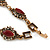 Vintage Inspired Turkish Style Crystal, Acrylic Bracelet In Bronze Tone (Green, Burgundy Red) - 17cm L - view 2