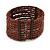 Wide Multistrand Brown Glass Bead Flex Cuff Bracelet - 18cm L - view 5
