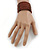 Wide Multistrand Brown Glass Bead Flex Cuff Bracelet - 18cm L - view 3