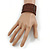 Wide Multistrand Brown Glass Bead Flex Cuff Bracelet - 17cm L - view 2