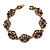 Vintage Inspired Turkish Style Floral Bracelet In Bronze Tone (Green/ Burgundy Red) - 17cm L