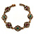 Vintage Inspired Turkish Style Floral Bracelet In Bronze Tone (Green/ Ox Blood) - 17cm L