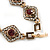 Vintage Inspired Turkish Style Crystal Filigree Bracelet In Bronze Tone (Clear, Green, Burgundy Red) - 18cm L - view 4
