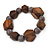 Brown Wood, Grey Ceramic Beads Flex Bracelet - 18cm L - view 3