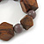 Brown Wood, Grey Ceramic Beads Flex Bracelet - 18cm L - view 4