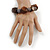 Brown Wood, Grey Ceramic Beads Flex Bracelet - 18cm L - view 2