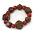 Brown Wood, Carrot Red Ceramic Beads Flex Bracelet - 18cm L - view 2
