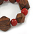 Brown Wood, Carrot Red Ceramic Beads Flex Bracelet - 18cm L - view 3