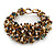 Gold/ White/ Peacock Glass Bead Chunky Weaved Bracelet - 17cm L/ 2cm Ext/ Medium - view 3