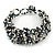 Black/ White/ Transparent Glass Bead Chunky Weaved Bracelet - 17cm L/ 2cm Ext