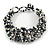 Black/ White/ Transparent Glass Bead Chunky Weaved Bracelet - 17cm L/ 2cm Ext - view 3