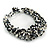 Black/ White/ Transparent Glass Bead Chunky Weaved Bracelet - 17cm L/ 2cm Ext - view 4