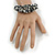 Black/ White/ Transparent Glass Bead Chunky Weaved Bracelet - 17cm L/ 2cm Ext - view 2