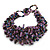 Black/ Lavender/ Peacock Glass Bead Chunky Weaved Bracelet - 16cm L/ 2cm Ext/ Small