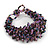 Black/ Lavender/ Peacock Glass Bead Chunky Weaved Bracelet - 16cm L/ 2cm Ext/ Small - view 3