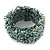 Wide Glass Bead Flex Bracelet (Light Blue/ White) - 18cm L/ Medium - view 3