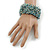 Wide Glass Bead Flex Bracelet (Light Blue/ White) - 18cm L/ Medium - view 2