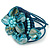 Light Blue Shell Bead Flower Wired Flex Bracelet - Adjustable - view 6