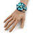 Light Blue Shell Bead Flower Wired Flex Bracelet - Adjustable - view 2