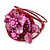 Fuchsia Pink Shell Bead Flower Wired Flex Bracelet - Adjustable - view 6