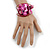 Fuchsia Pink Shell Bead Flower Wired Flex Bracelet - Adjustable - view 4
