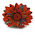 Large Orange Flower Leather Cuff Bracelet - Adjustable - view 4