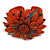 Large Orange Flower Leather Cuff Bracelet - Adjustable - view 6