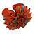 Large Orange Flower Leather Cuff Bracelet - Adjustable - view 7